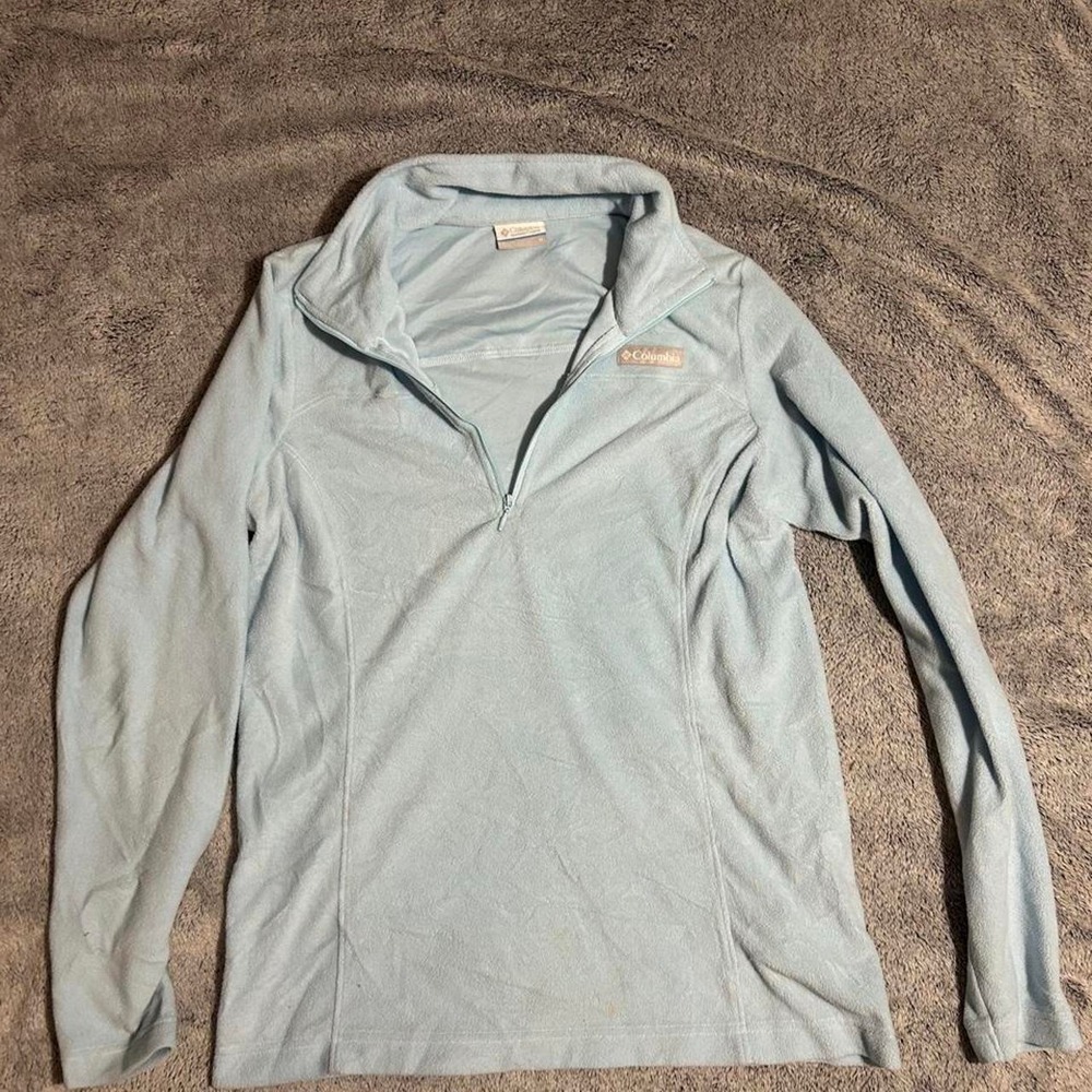 Columbia Women's Medium Blue Fleece Half Zip Pullover Jacket Long Sleeve Outdoor